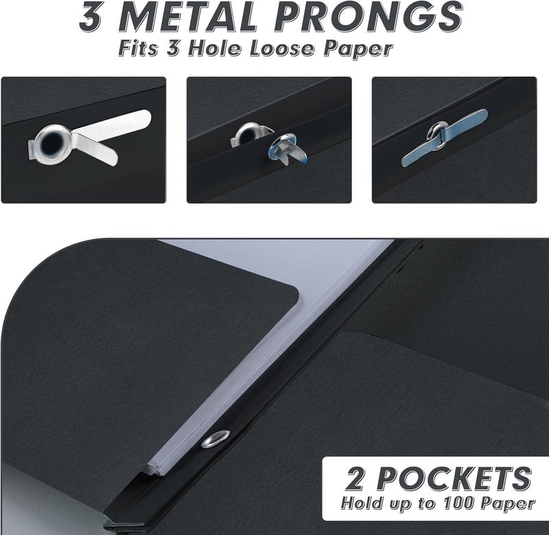 PANDRI Two Pocket Folders, 30 Pack Two Pocket Folders with Prongs, 3 Prong Folders Designed for Office and Classroom, Letter Size Black - Image 3